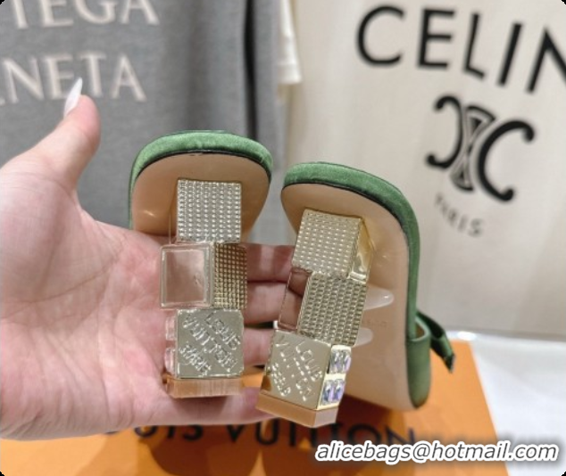Purchase Louis Vuitton LV Cube Mule in Green Satin Pre-Fall 6073038 2026