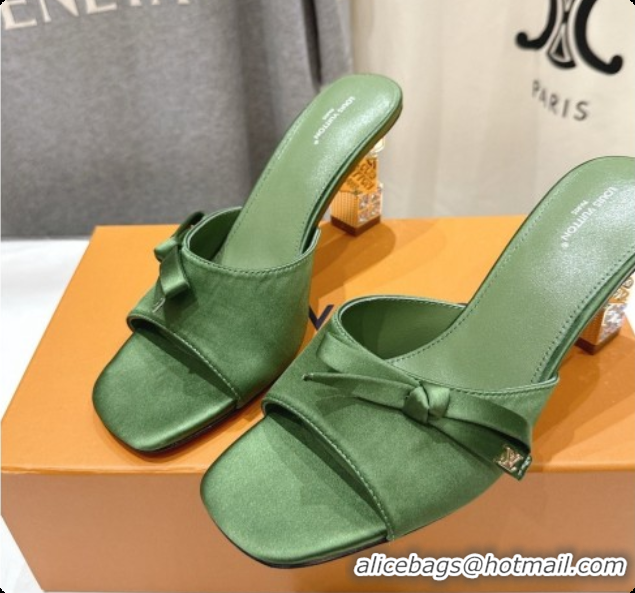 Purchase Louis Vuitton LV Cube Mule in Green Satin Pre-Fall 6073038 2026