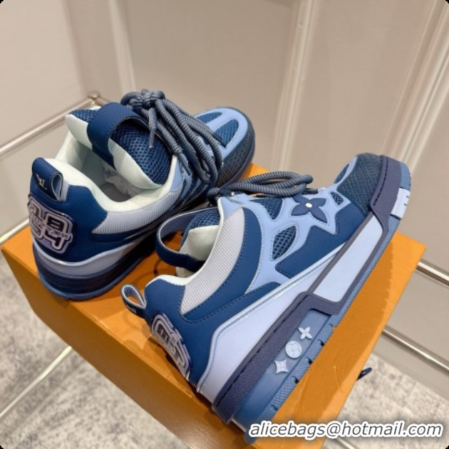 Stylish Louis Vuitton LV Skate Sneaker in Beige Mix of Materials LV073043 Blue 2026