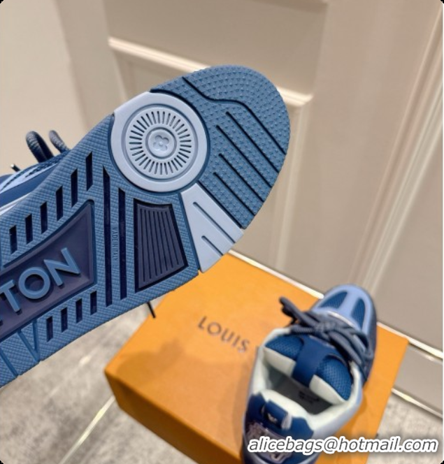 Stylish Louis Vuitton LV Skate Sneaker in Beige Mix of Materials LV073043 Blue 2026