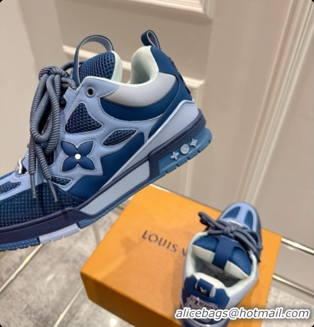 Stylish Louis Vuitton LV Skate Sneaker in Beige Mix of Materials LV073043 Blue 2026