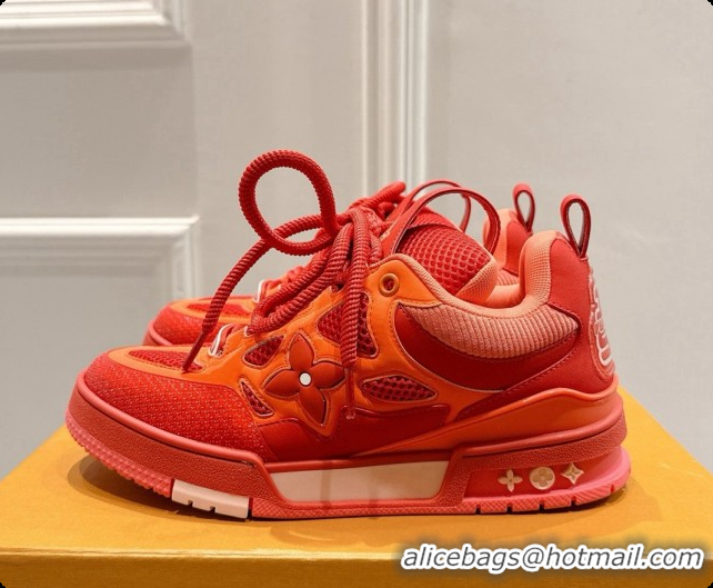 Luxury Louis Vuitton LV Skate Sneaker in Beige Mix of Materials LV073046 Red/Orange 2026