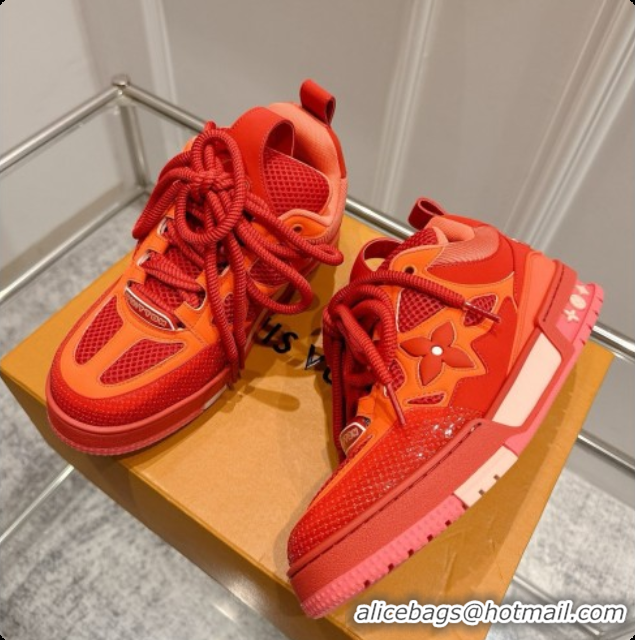 Luxury Louis Vuitton LV Skate Sneaker in Beige Mix of Materials LV073046 Red/Orange 2026
