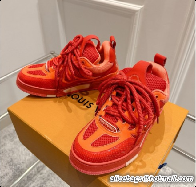 Luxury Louis Vuitton LV Skate Sneaker in Beige Mix of Materials LV073046 Red/Orange 2026