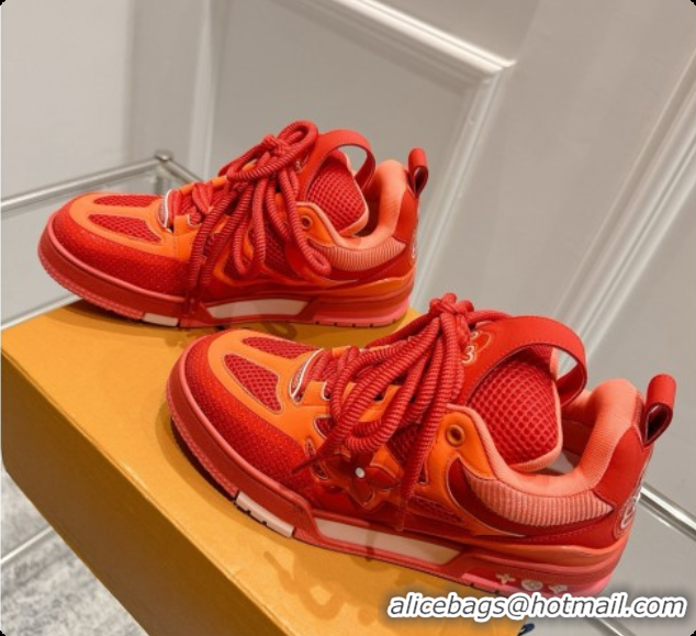 Luxury Louis Vuitton LV Skate Sneaker in Beige Mix of Materials LV073046 Red/Orange 2026