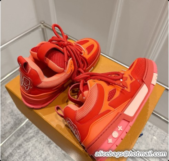 Luxury Louis Vuitton LV Skate Sneaker in Beige Mix of Materials LV073046 Red/Orange 2026
