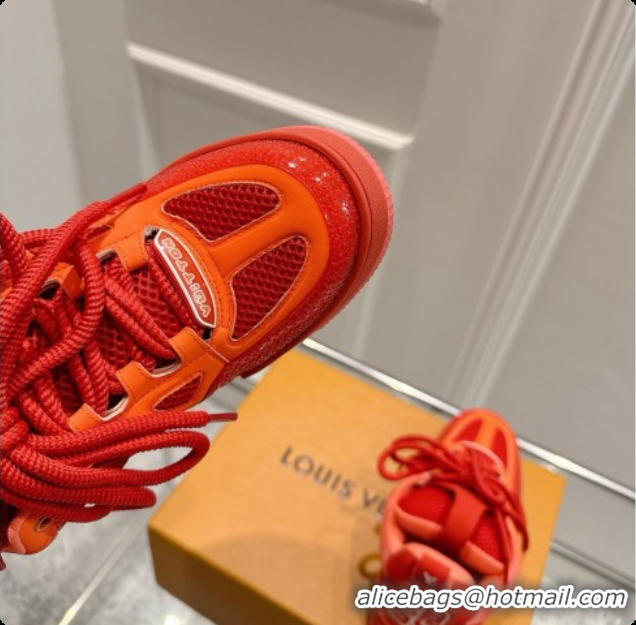 Luxury Louis Vuitton LV Skate Sneaker in Beige Mix of Materials LV073046 Red/Orange 2026