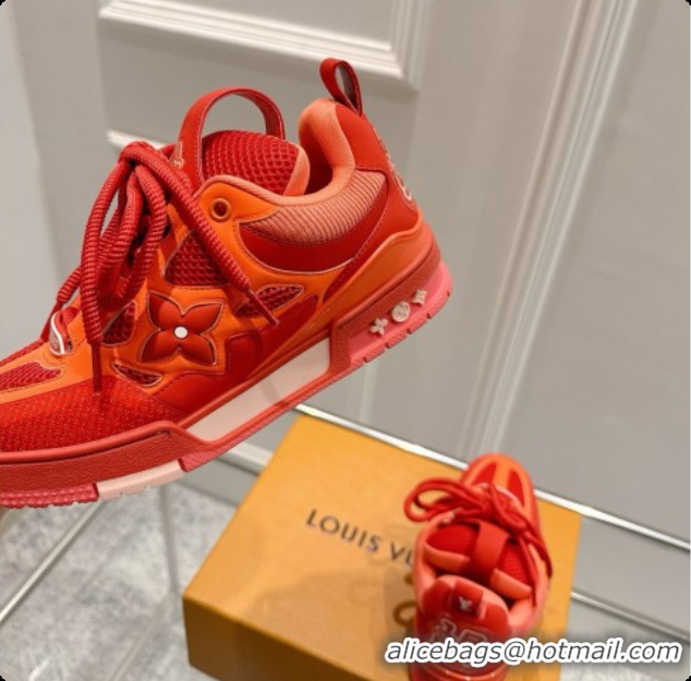 Luxury Louis Vuitton LV Skate Sneaker in Beige Mix of Materials LV073046 Red/Orange 2026