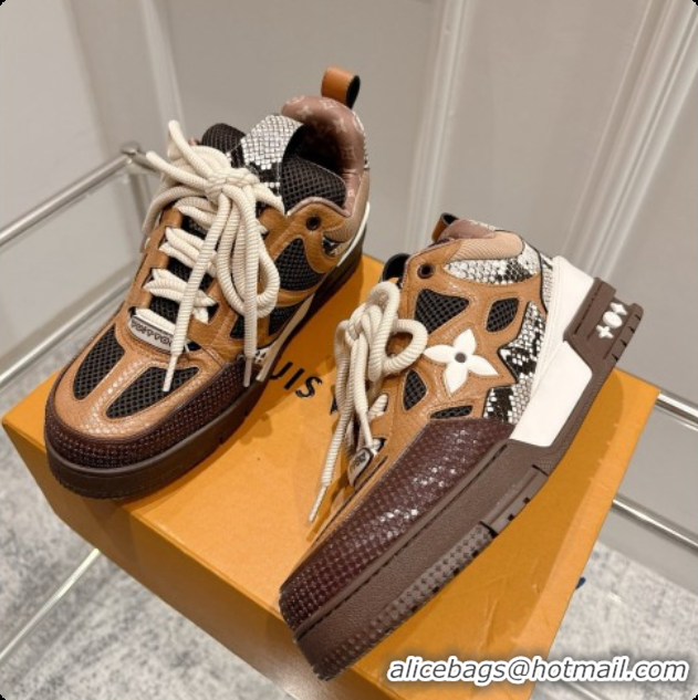 Sophisticated Louis Vuitton LV Skate Sneaker in Beige Mix of Materials LV073050 Brown 2026