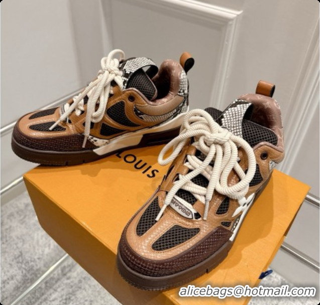 Sophisticated Louis Vuitton LV Skate Sneaker in Beige Mix of Materials LV073050 Brown 2026