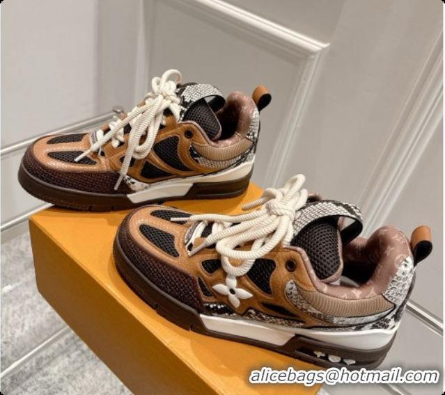 Sophisticated Louis Vuitton LV Skate Sneaker in Beige Mix of Materials LV073050 Brown 2026