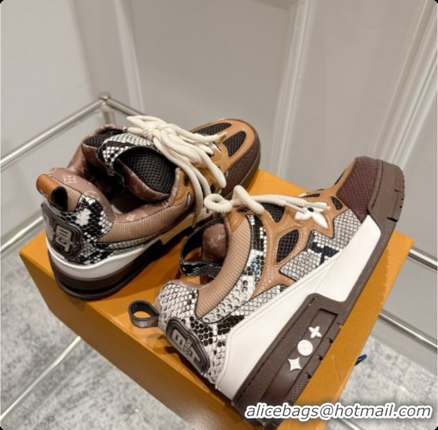 Sophisticated Louis Vuitton LV Skate Sneaker in Beige Mix of Materials LV073050 Brown 2026
