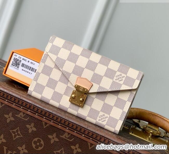 Pretty Style Louis Vuitton Lip and Eye Brush Set in Damier Azur Canvas N40947 White 2026