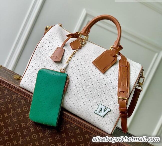 Well Crafted Louis Vuitton Speedy P9 Bandoulière 40 Bag in White Calfskin Leather M29330 2026