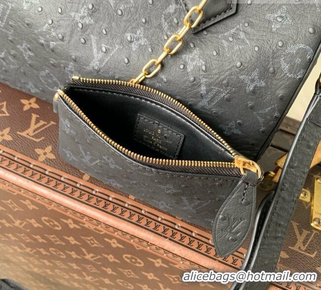 Famous Brand Louis Vuitton Speedy P9 Bandoulière 25 Bag in Ostrich Pattern Calfskin M24426 Black 2026
