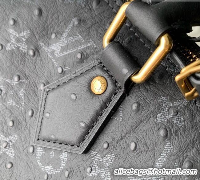 Famous Brand Louis Vuitton Speedy P9 Bandoulière 25 Bag in Ostrich Pattern Calfskin M24426 Black 2026