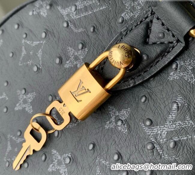 Famous Brand Louis Vuitton Speedy P9 Bandoulière 25 Bag in Ostrich Pattern Calfskin M24426 Black 2026