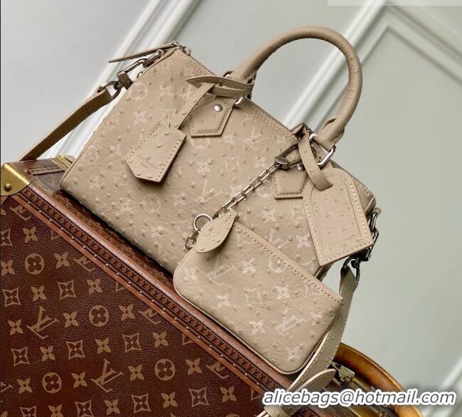 Top Grade Louis Vuitton Speedy P9 Bandoulière 25 Bag in Ostrich Pattern Calfskin M24426 Grey 2026