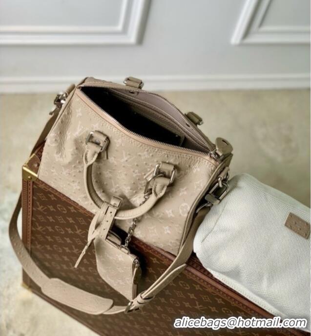 Top Grade Louis Vuitton Speedy P9 Bandoulière 25 Bag in Ostrich Pattern Calfskin M24426 Grey 2026