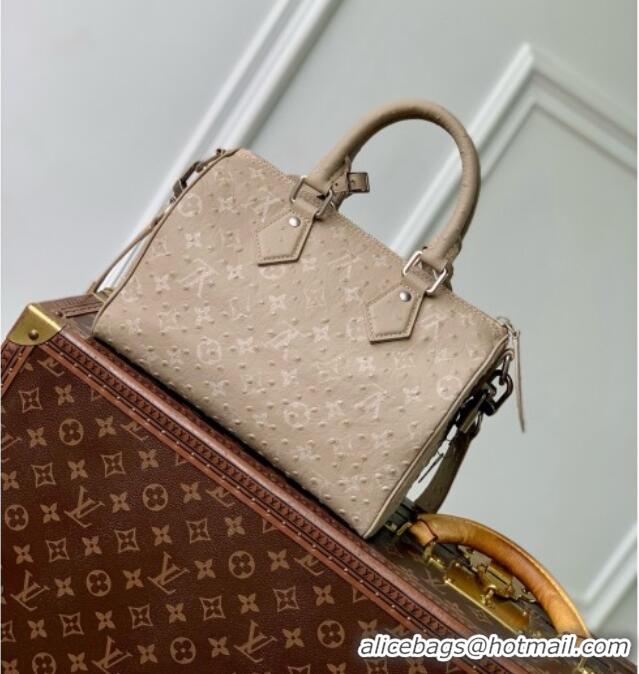 Top Grade Louis Vuitton Speedy P9 Bandoulière 25 Bag in Ostrich Pattern Calfskin M24426 Grey 2026