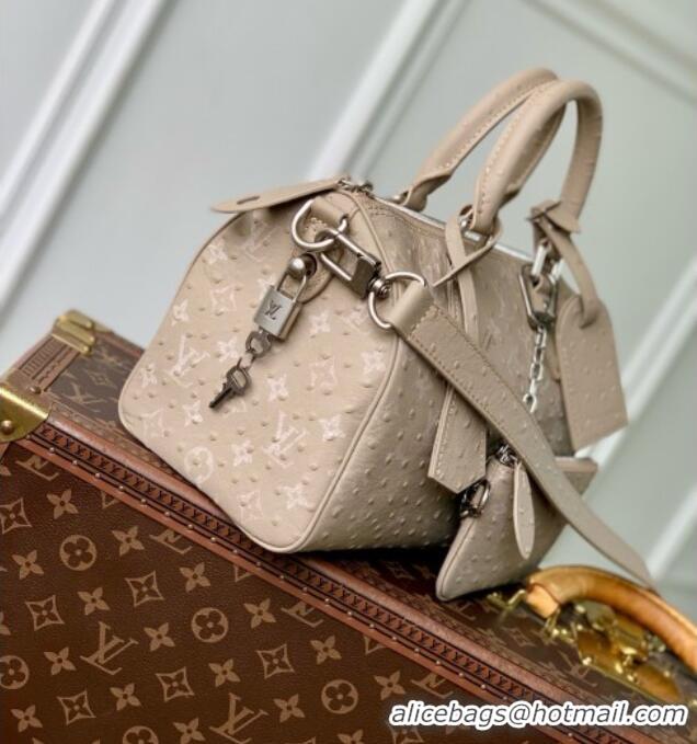 Top Grade Louis Vuitton Speedy P9 Bandoulière 25 Bag in Ostrich Pattern Calfskin M24426 Grey 2026