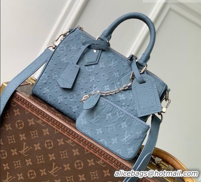 Top Design Louis Vuitton Speedy P9 Bandoulière 25 Bag in Ostrich Pattern Calfskin M24426 Blue 2026