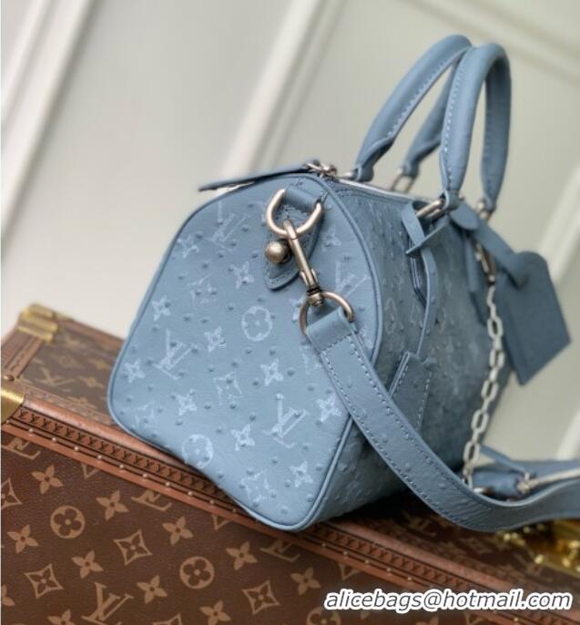 Top Design Louis Vuitton Speedy P9 Bandoulière 25 Bag in Ostrich Pattern Calfskin M24426 Blue 2026