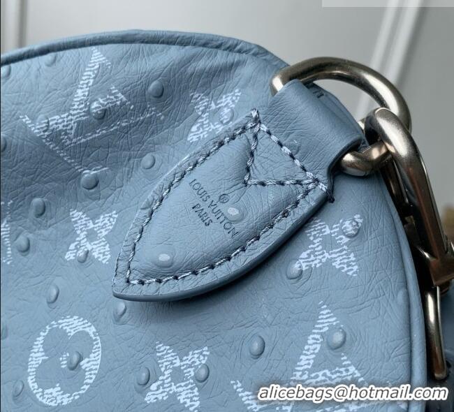 Top Design Louis Vuitton Speedy P9 Bandoulière 25 Bag in Ostrich Pattern Calfskin M24426 Blue 2026