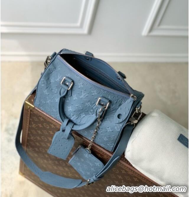 Top Design Louis Vuitton Speedy P9 Bandoulière 25 Bag in Ostrich Pattern Calfskin M24426 Blue 2026