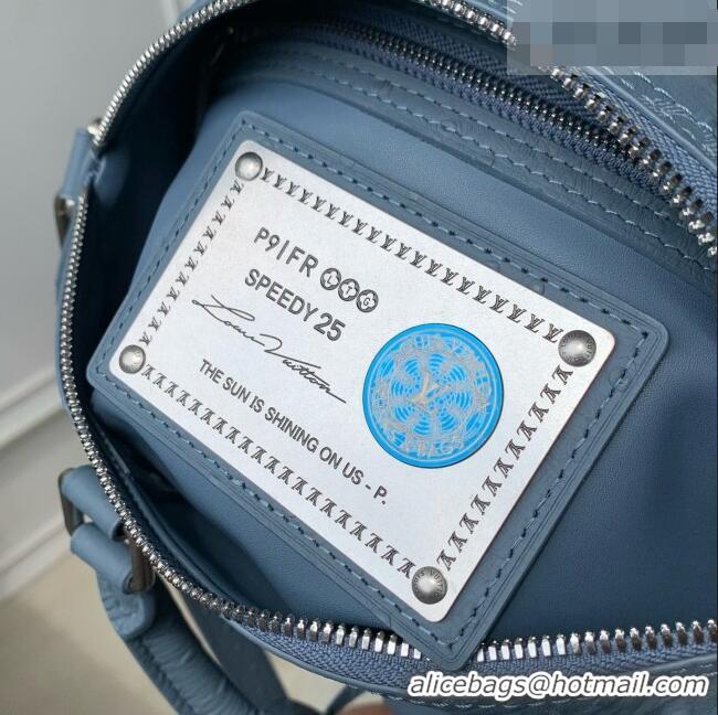 Top Design Louis Vuitton Speedy P9 Bandoulière 25 Bag in Ostrich Pattern Calfskin M24426 Blue 2026