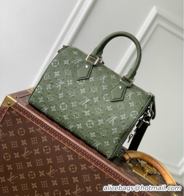 Buy Cheap Louis Vuitton Speedy P9 Bandoulière 25 Bag in Ostrich Pattern Calfskin M24426 Green 2026