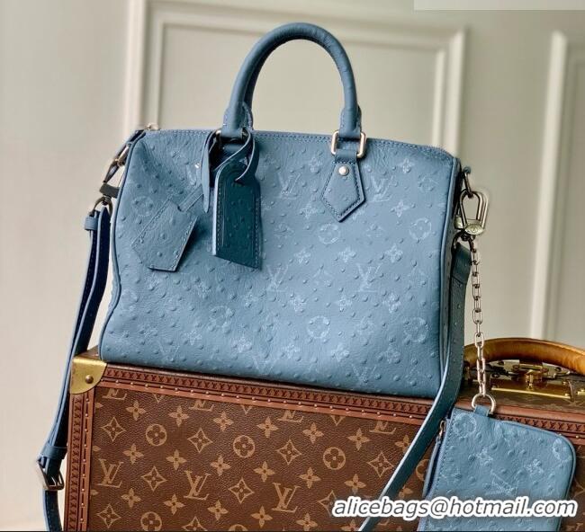 Good Taste Louis Vuitton Speedy P9 Bandoulière 30 Bag in Ostrich Pattern Calfskin M24426 Blue 2026
