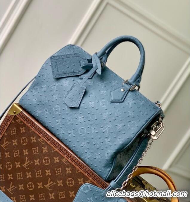Good Taste Louis Vuitton Speedy P9 Bandoulière 30 Bag in Ostrich Pattern Calfskin M24426 Blue 2026