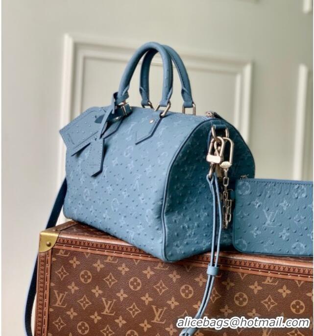 Good Taste Louis Vuitton Speedy P9 Bandoulière 30 Bag in Ostrich Pattern Calfskin M24426 Blue 2026
