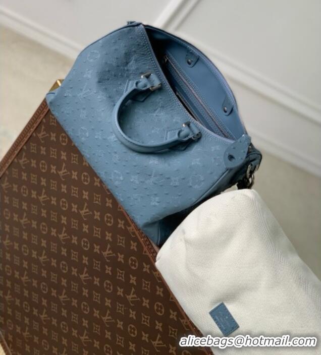 Good Taste Louis Vuitton Speedy P9 Bandoulière 30 Bag in Ostrich Pattern Calfskin M24426 Blue 2026