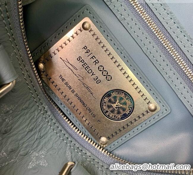 Good Taste Louis Vuitton Speedy P9 Bandoulière 30 Bag in Ostrich Pattern Calfskin M24426 Blue 2026