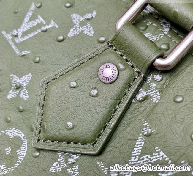 Cheapest Louis Vuitton Speedy P9 Bandoulière 30 Bag in Ostrich Pattern Calfskin M24426 Green 2026