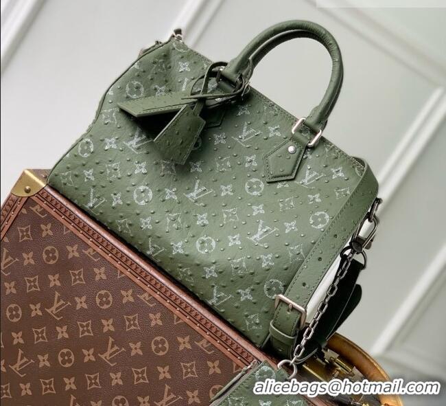 Cheapest Louis Vuitton Speedy P9 Bandoulière 30 Bag in Ostrich Pattern Calfskin M24426 Green 2026