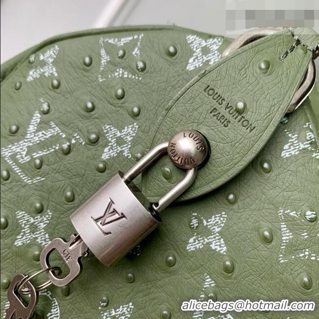Cheapest Louis Vuitton Speedy P9 Bandoulière 30 Bag in Ostrich Pattern Calfskin M24426 Green 2026