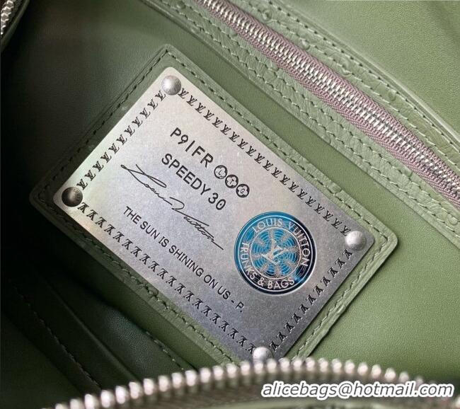 Cheapest Louis Vuitton Speedy P9 Bandoulière 30 Bag in Ostrich Pattern Calfskin M24426 Green 2026