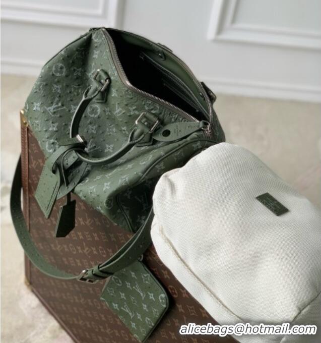 Cheapest Louis Vuitton Speedy P9 Bandoulière 30 Bag in Ostrich Pattern Calfskin M24426 Green 2026