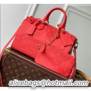 Luxury Cheap Louis Vuitton Speedy P9 Bandoulière 30 Bag in Ostrich Pattern Calfskin M24426 Red 2026