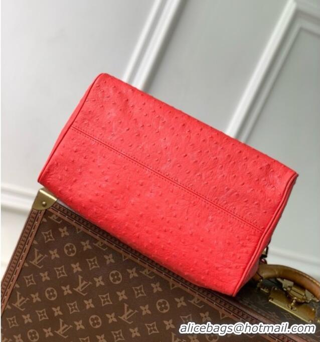 Luxury Cheap Louis Vuitton Speedy P9 Bandoulière 30 Bag in Ostrich Pattern Calfskin M24426 Red 2026