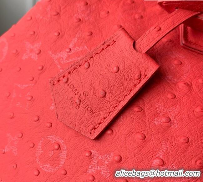 Luxury Cheap Louis Vuitton Speedy P9 Bandoulière 30 Bag in Ostrich Pattern Calfskin M24426 Red 2026