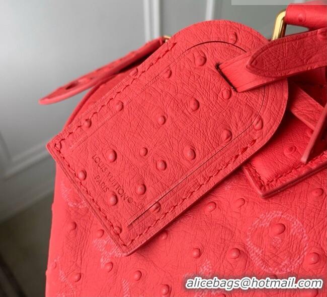 Luxury Cheap Louis Vuitton Speedy P9 Bandoulière 30 Bag in Ostrich Pattern Calfskin M24426 Red 2026