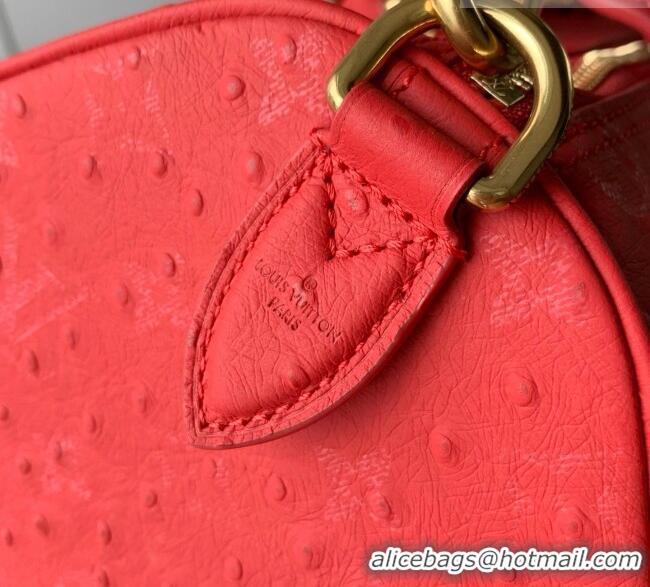 Luxury Cheap Louis Vuitton Speedy P9 Bandoulière 30 Bag in Ostrich Pattern Calfskin M24426 Red 2026