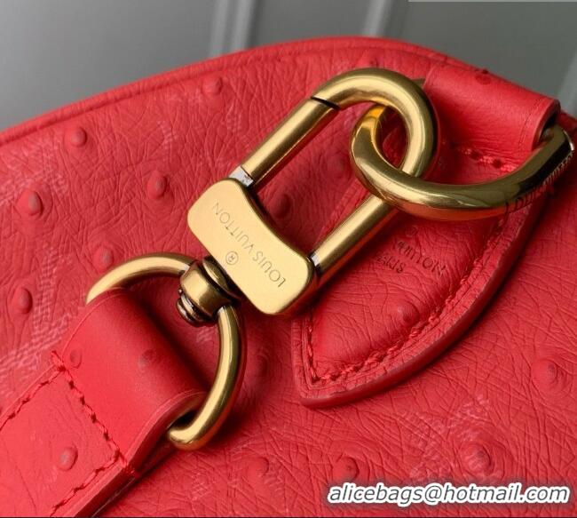 Luxury Cheap Louis Vuitton Speedy P9 Bandoulière 30 Bag in Ostrich Pattern Calfskin M24426 Red 2026