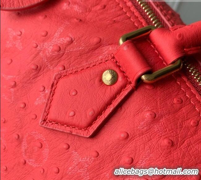 Luxury Cheap Louis Vuitton Speedy P9 Bandoulière 30 Bag in Ostrich Pattern Calfskin M24426 Red 2026