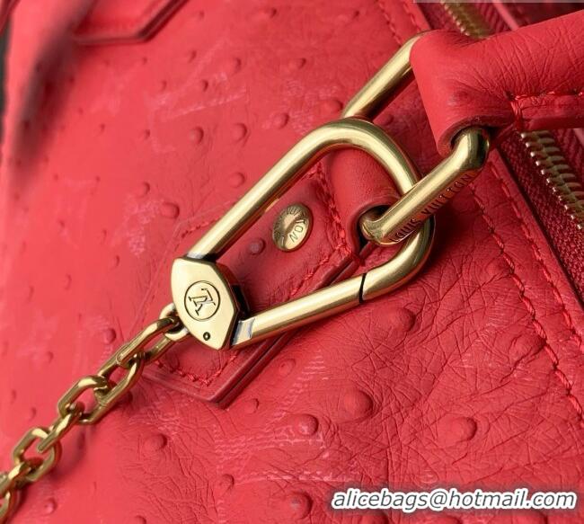 Luxury Cheap Louis Vuitton Speedy P9 Bandoulière 30 Bag in Ostrich Pattern Calfskin M24426 Red 2026