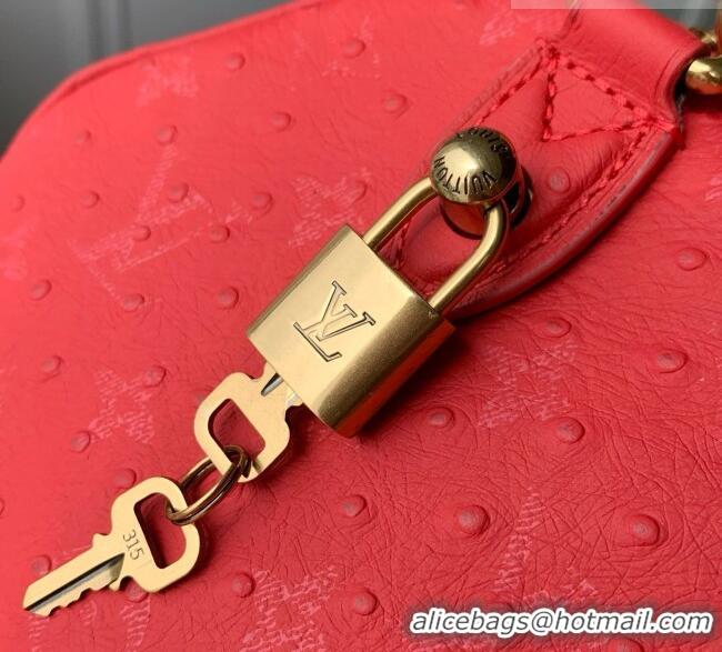 Luxury Cheap Louis Vuitton Speedy P9 Bandoulière 30 Bag in Ostrich Pattern Calfskin M24426 Red 2026